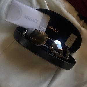 Versace Women's Sunglasses with Black and Gold Accents